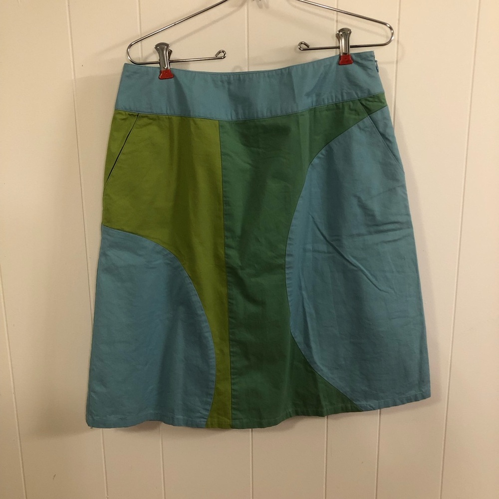 Boden A-Line Skirt - Blue and Green Geometric Colorblock 10R
